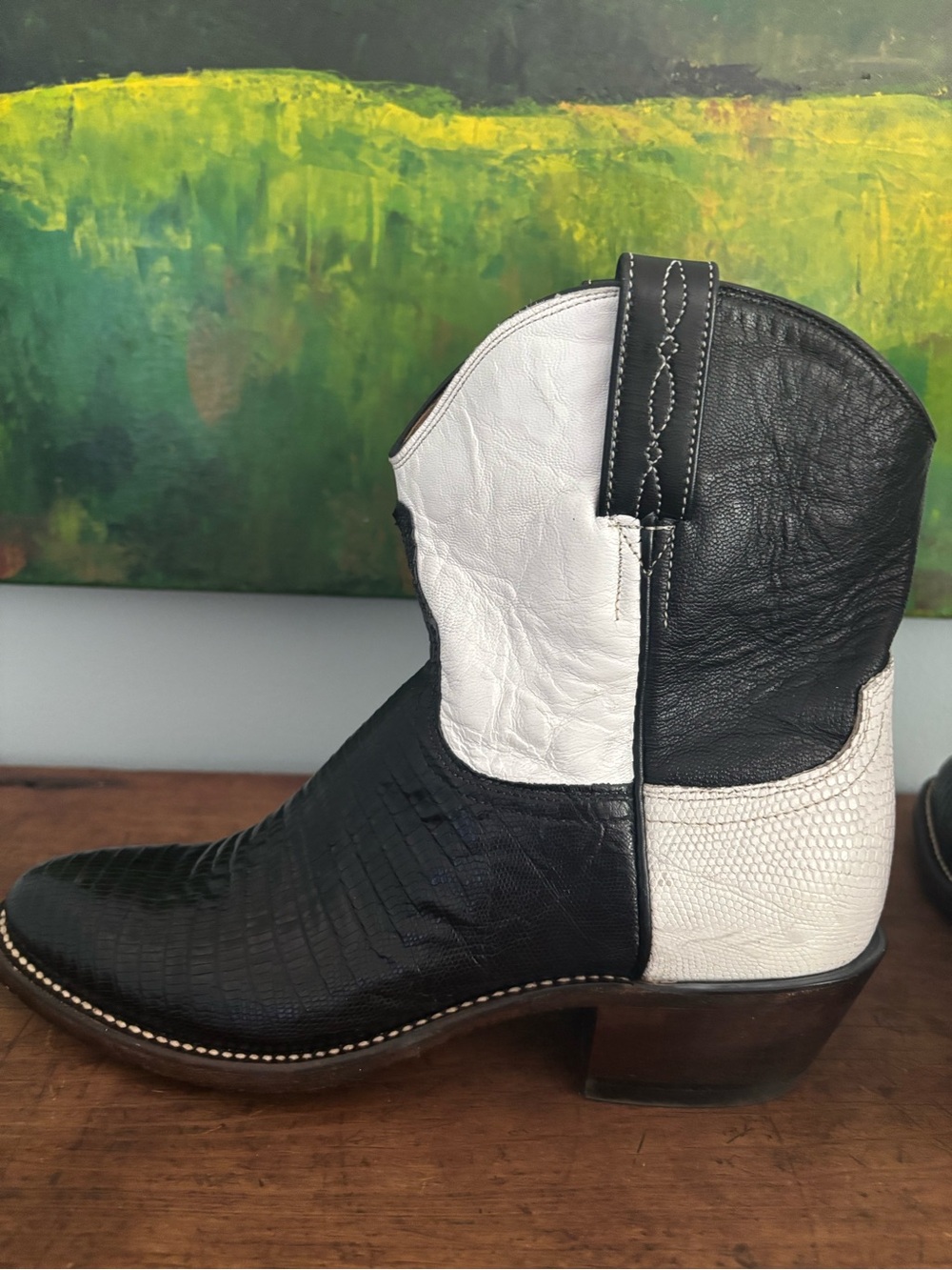 Rare Ltd.Edition Lucchese x Nick Fouquet Marfa Black Lizard Western Boots Sz 8 - Picture 5 of 9